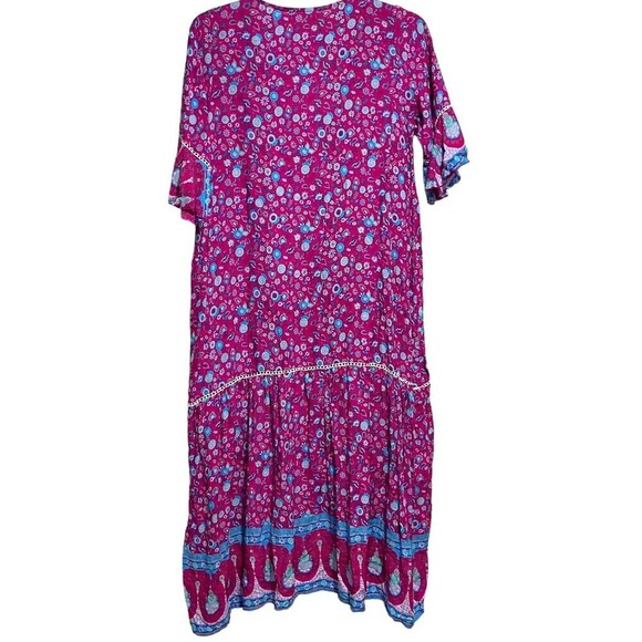 Aura Boho Gypsy Peasant Flowy High Low Maxi Dress Multicolor Size Medium - Picture 4 of 15